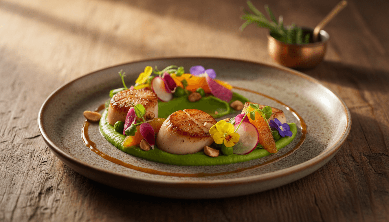 Beautifully plated signature dish from The Vibe Catering, showcasing fresh vibrant ingredients and professional presentation