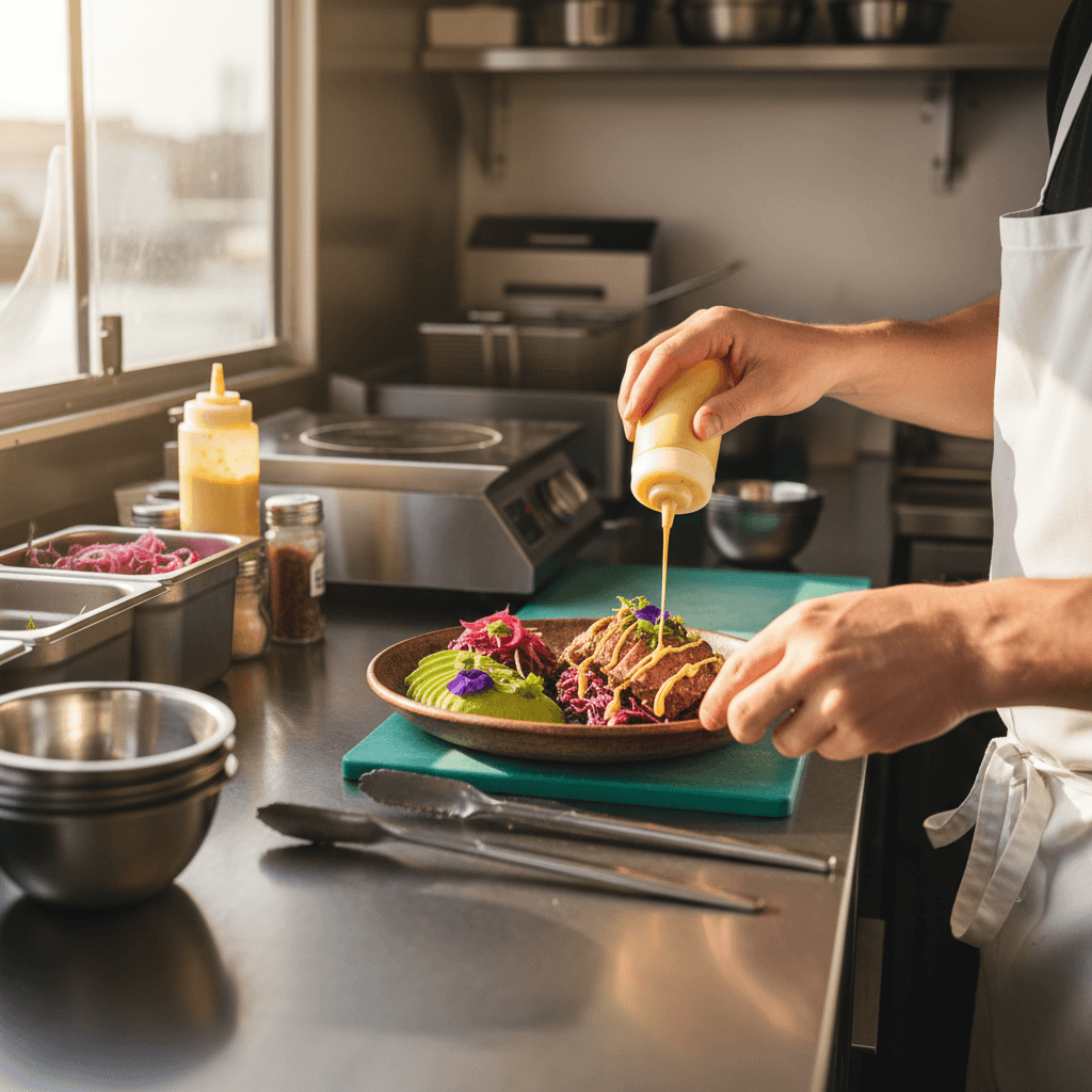 The Vibe Catering mobile kitchen preparing meals during event