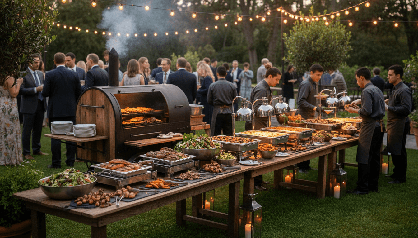 The Vibe Catering event setup with guests enjoying food and celebration