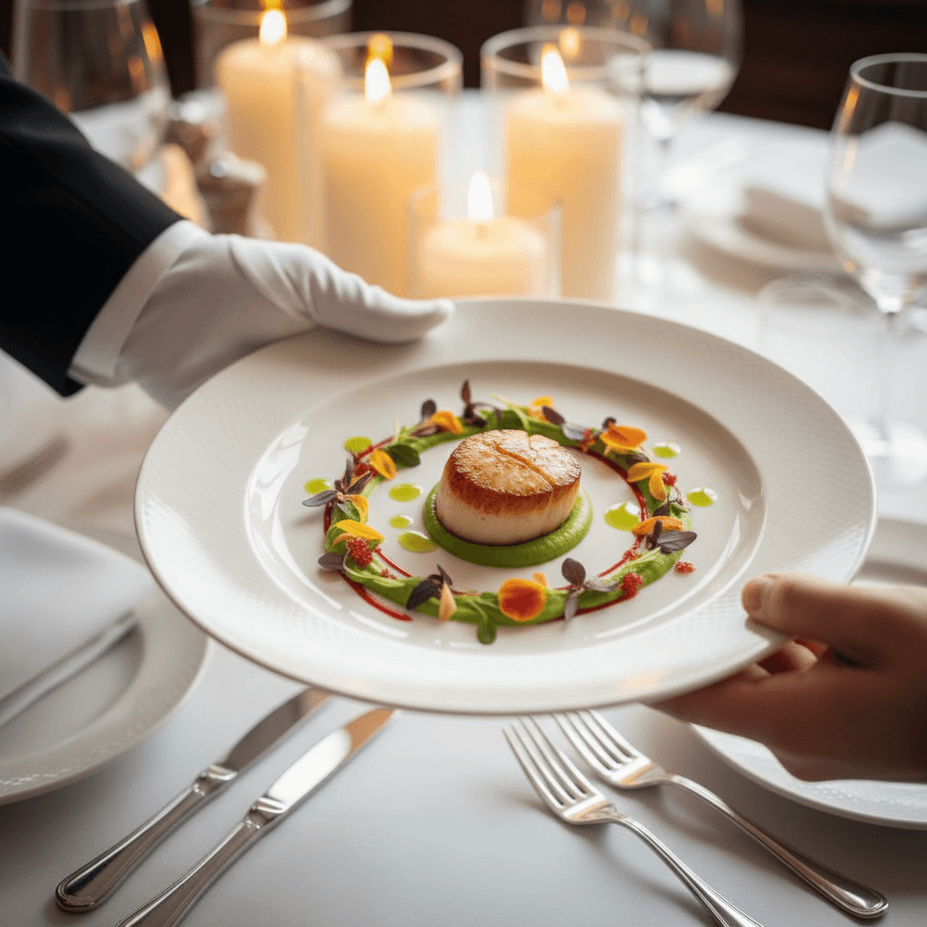 Professionally plated catered dishes showcase customized menu options